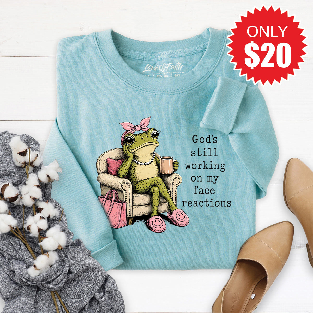 Face Reactions Sweatshirt - Heather Lagoon - 20 product image 1