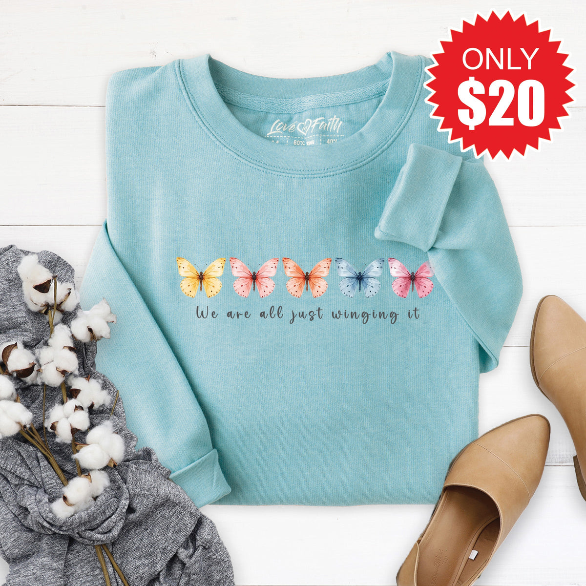 Just Winging It Sweatshirt - Heather Lagoon - 20 product image 1
