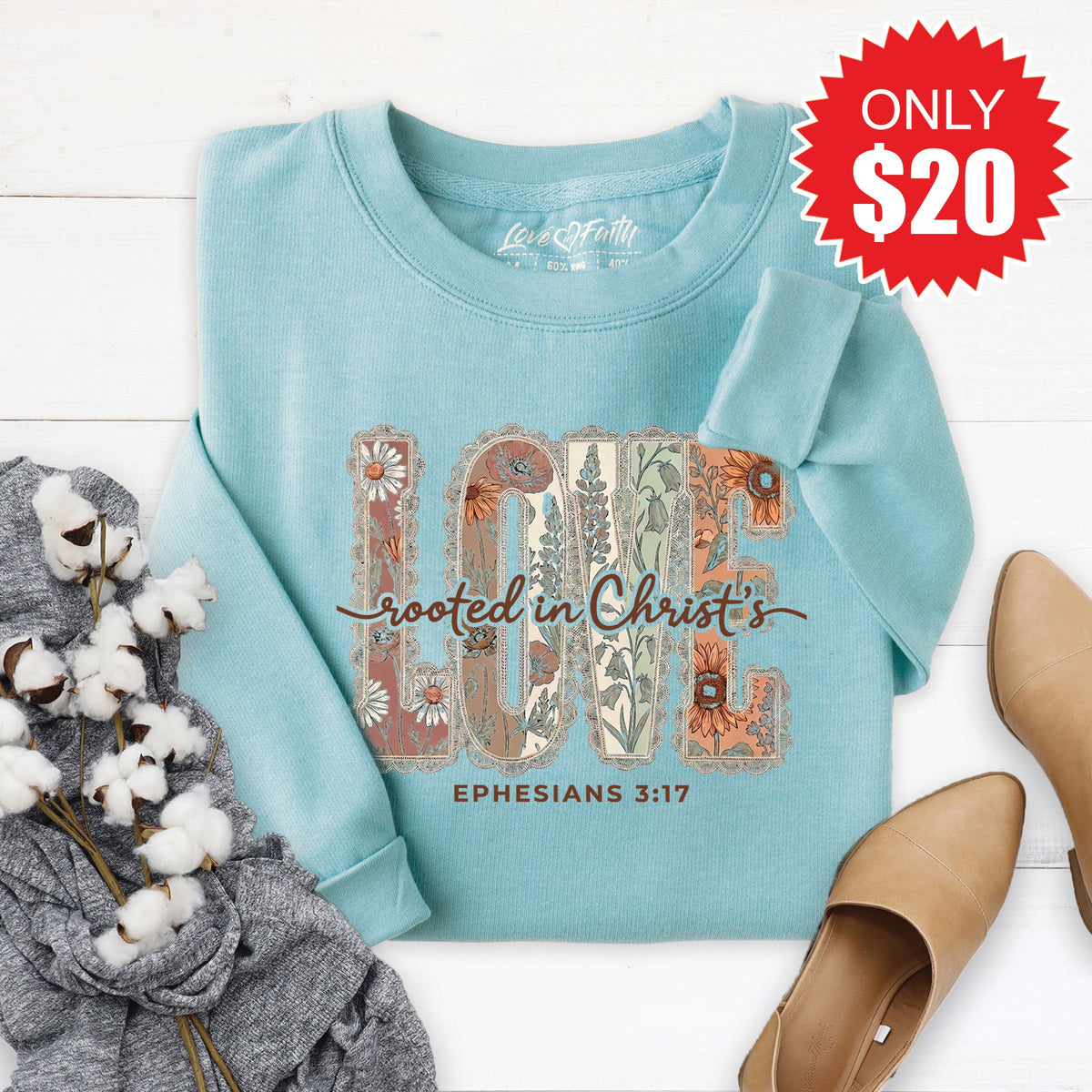 Rooted In Chris Sweatshirt - Heather Lagoon - 20 product image 1