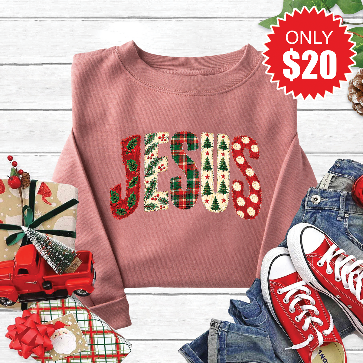 Jesus Sweatshirt - Heather Mauve - 20 product image 1