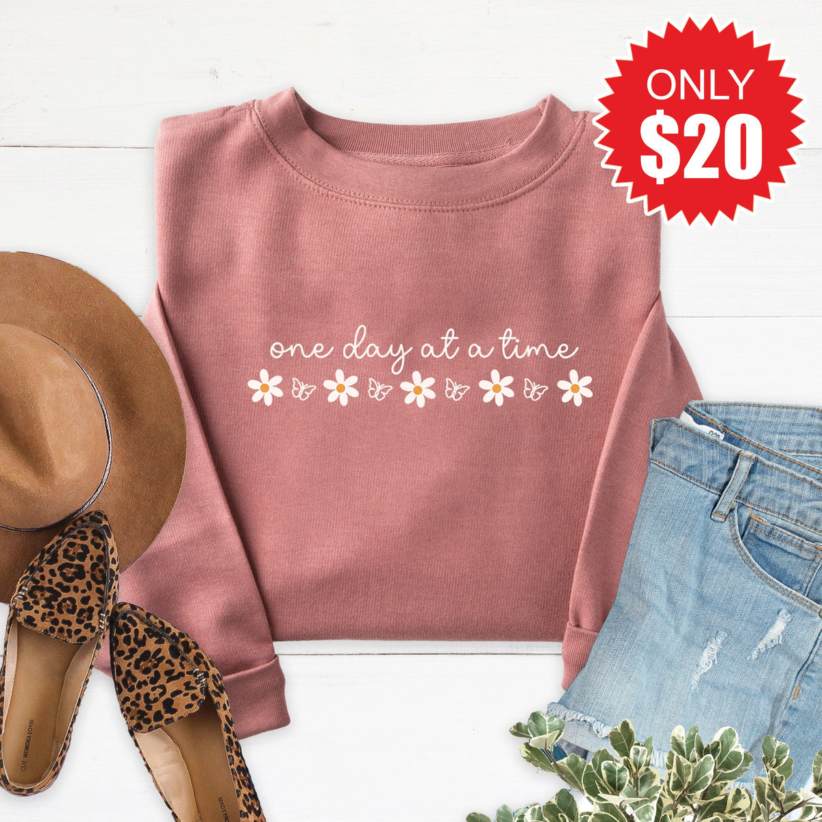 One Day At A Time Sweatshirt - Heather Mauve - 20 product image 1