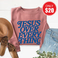 Jesus Over Everything Sweatshirt - Heather Mauve - 20 product image 1