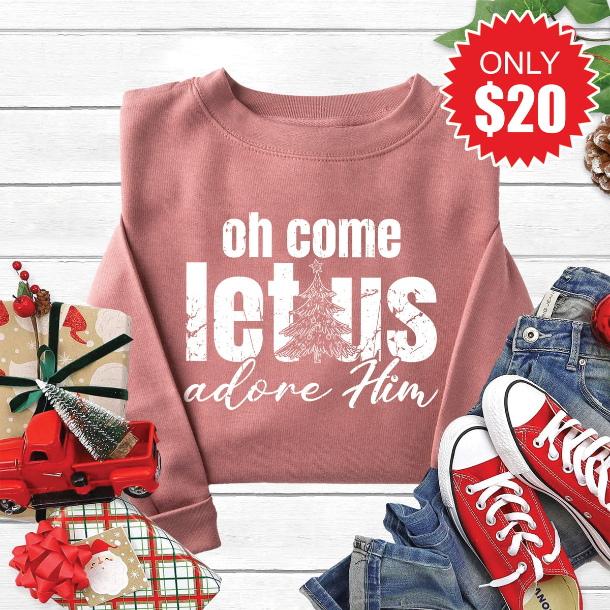 Let Us Adore Him Sweatshirt - Heather Mauve - 20 product image 1