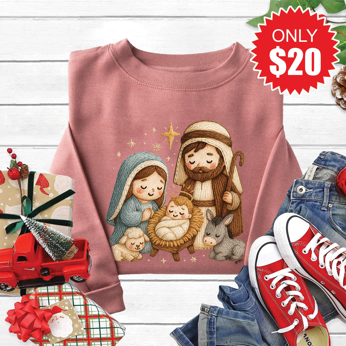 Nativity Sweatshirt - Heather Mauve - 20 product image 1