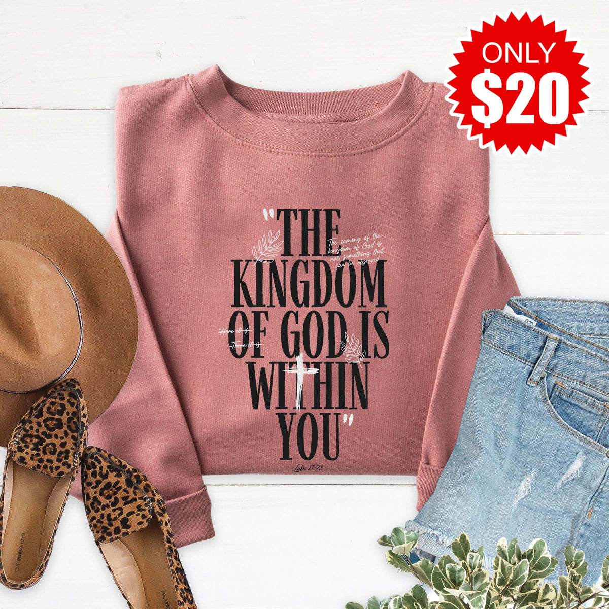 Kingdom of God Sweatshirt - Heather Mauve - 20 product image 1