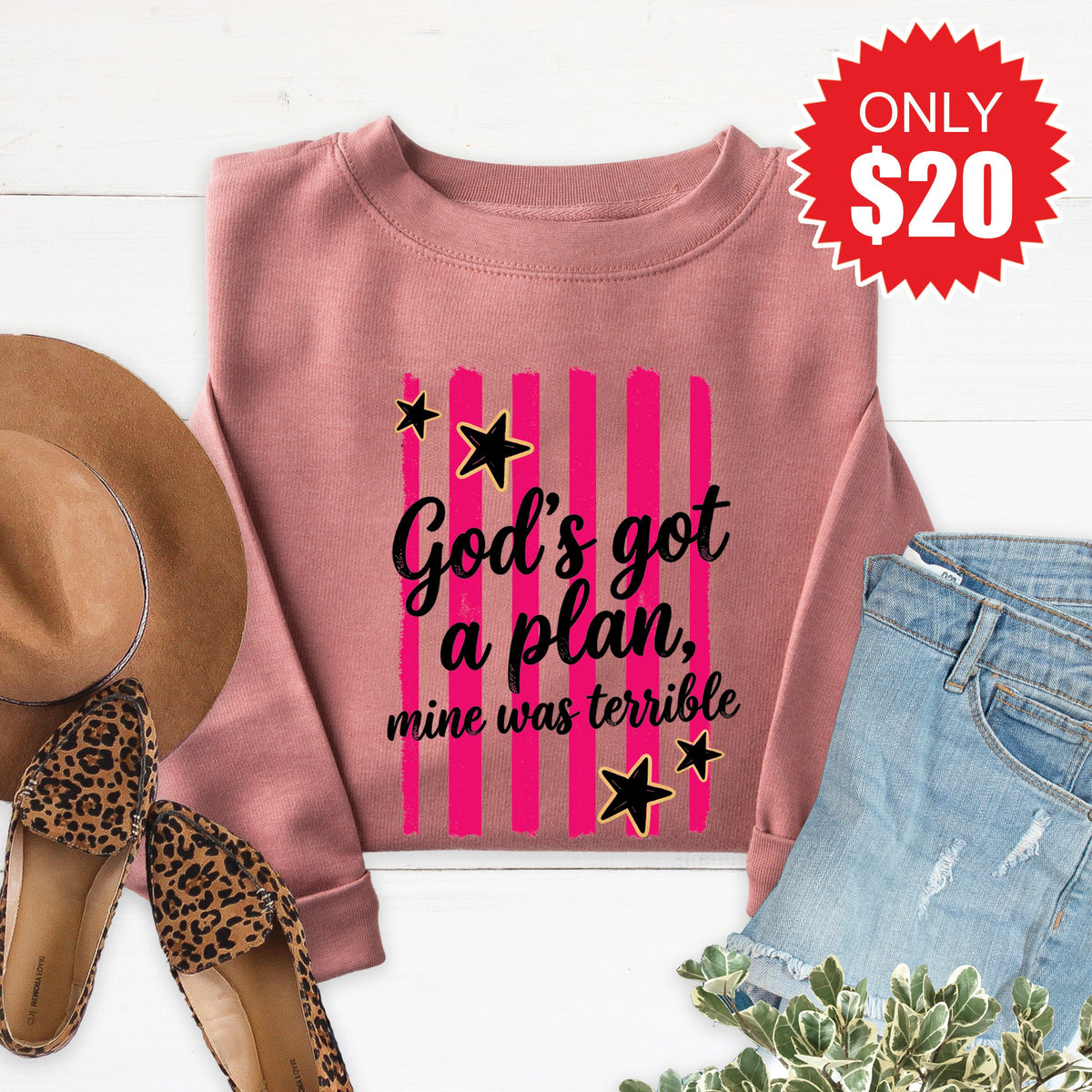 God's Got A Plan Sweatshirt - Heather Mauve - 20 product image 1