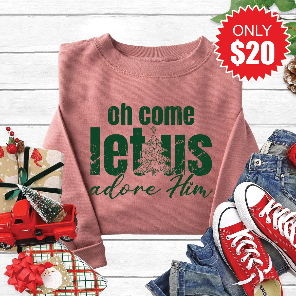 Let Us Adore Him Sweatshirt - Heather Mauve - 20 product image 1