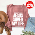 Jesus Saved My Life Sweatshirt - Heather Mauve - 20 product image 1