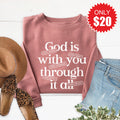 God Is With You Sweatshirt - Heather Mauve - 20 product image 1