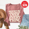 Jesus Over Everything Sweatshirt - Heather Mauve - 20 product image 1
