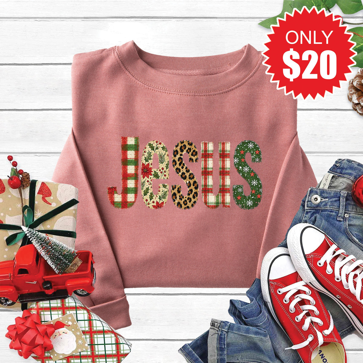 Jesus Sweatshirt - Heather Mauve - 20 product image 1