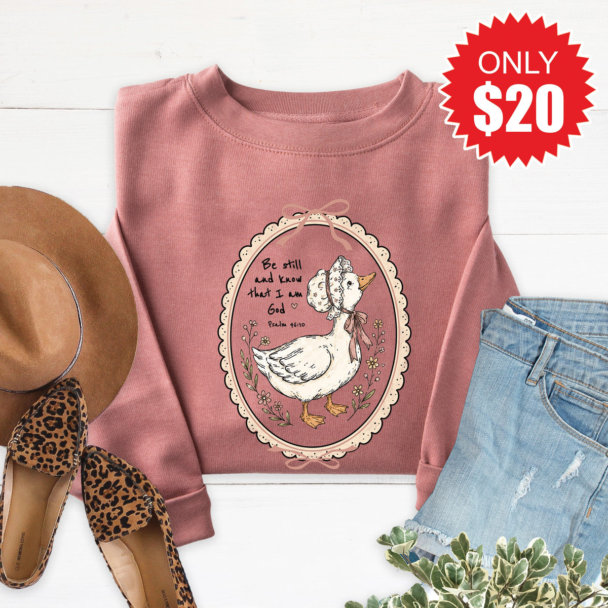 Be Still Goose Sweatshirt - Heather Mauve - 20 product image 1