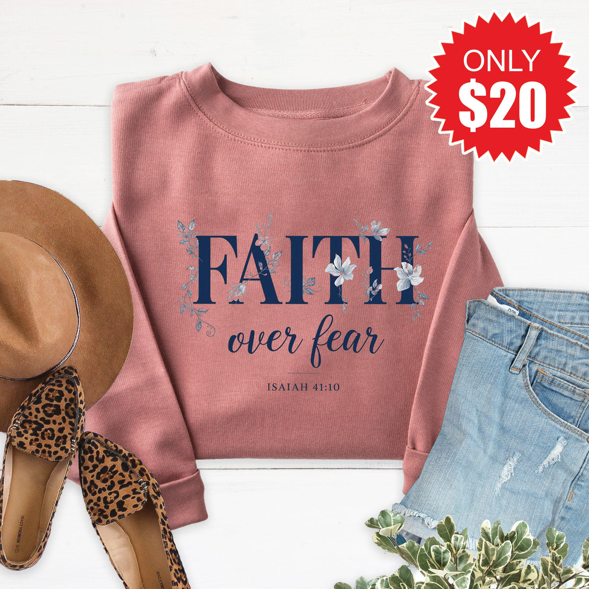 Faith Over Fear Sweatshirt - Heather Mauve - 20 product image 1