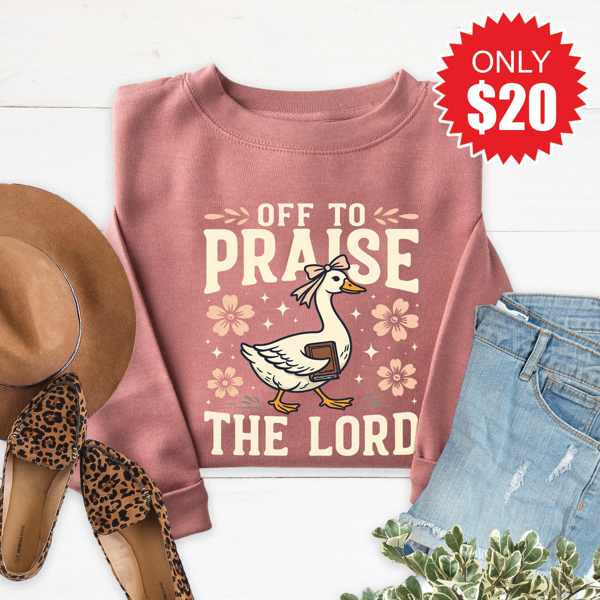 Off To Praise The Lord Sweatshirt - Heather Mauve - 20 product image 1