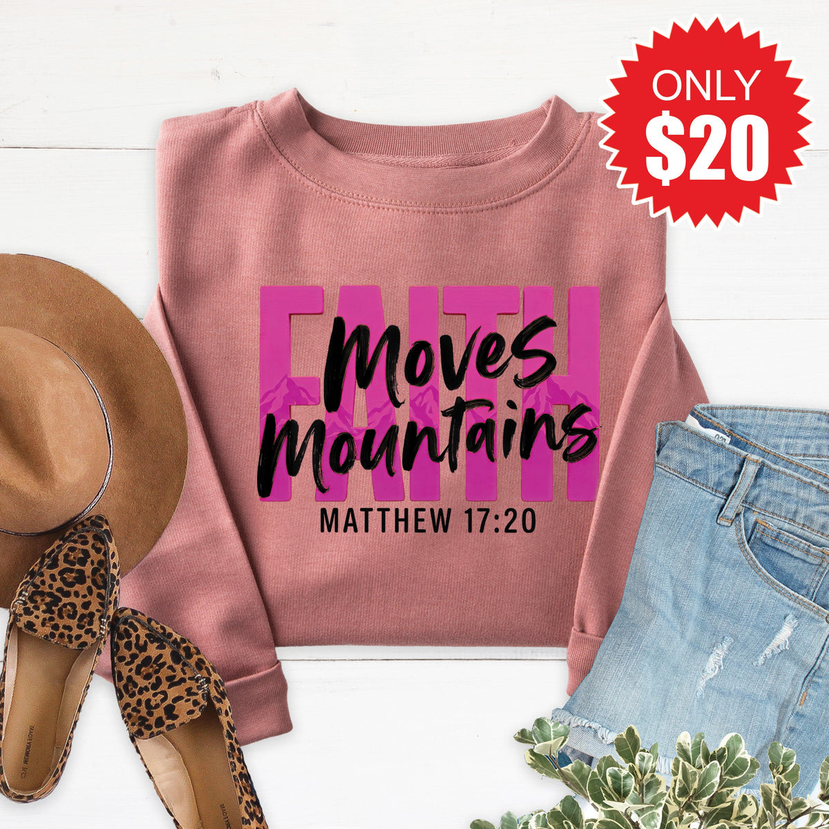 Faith Moves Mountains Sweatshirt - Heather Mauve - 20 product image 1