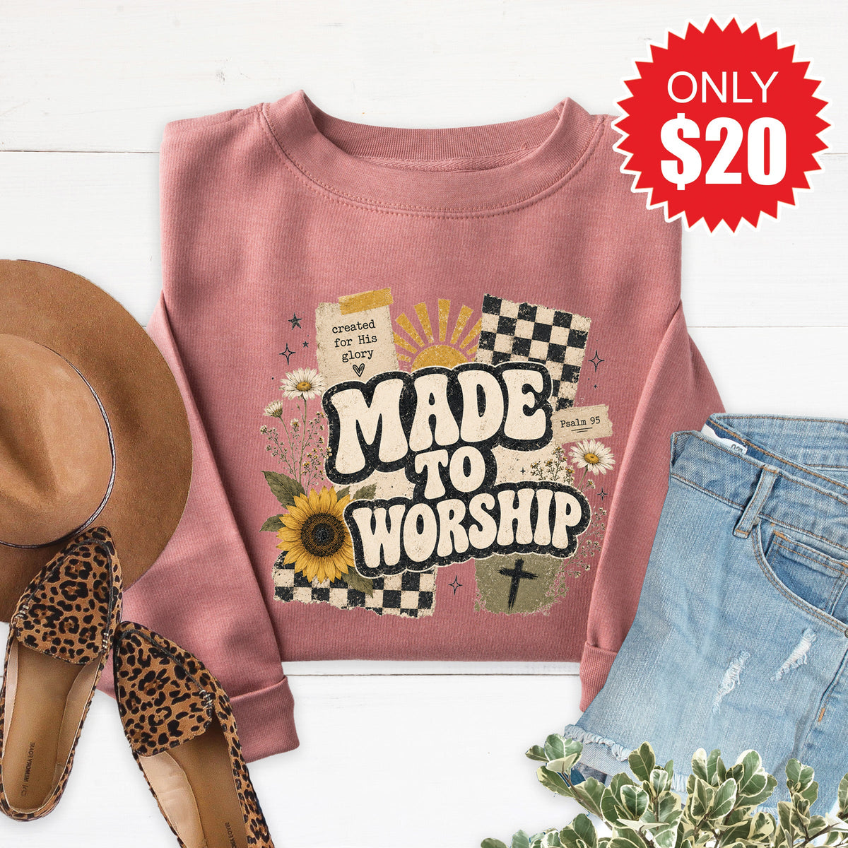 Made To Worship Sweatshirt - Heather Mauve - 20 product image 1