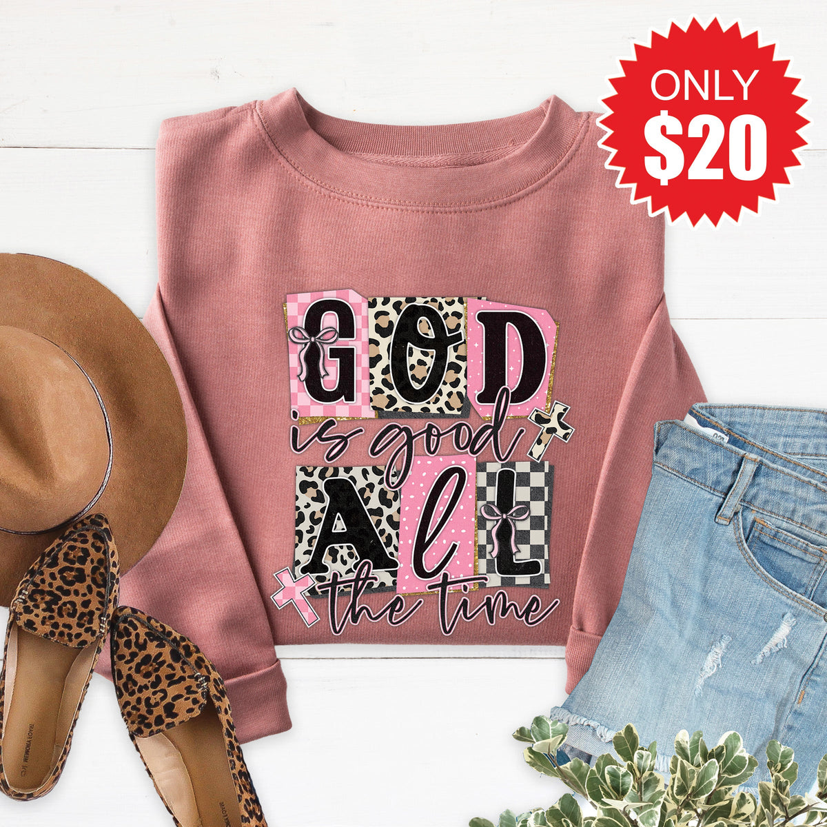 God Is Good Sweatshirt - Heather Mauve - 20 product image 1