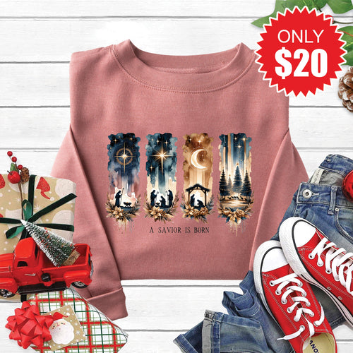 A Savior is Born Sweatshirt - Heather Mauve - 20 product image 1
