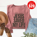 Jesus Saved My Life Sweatshirt - Heather Mauve - 20 product image 1