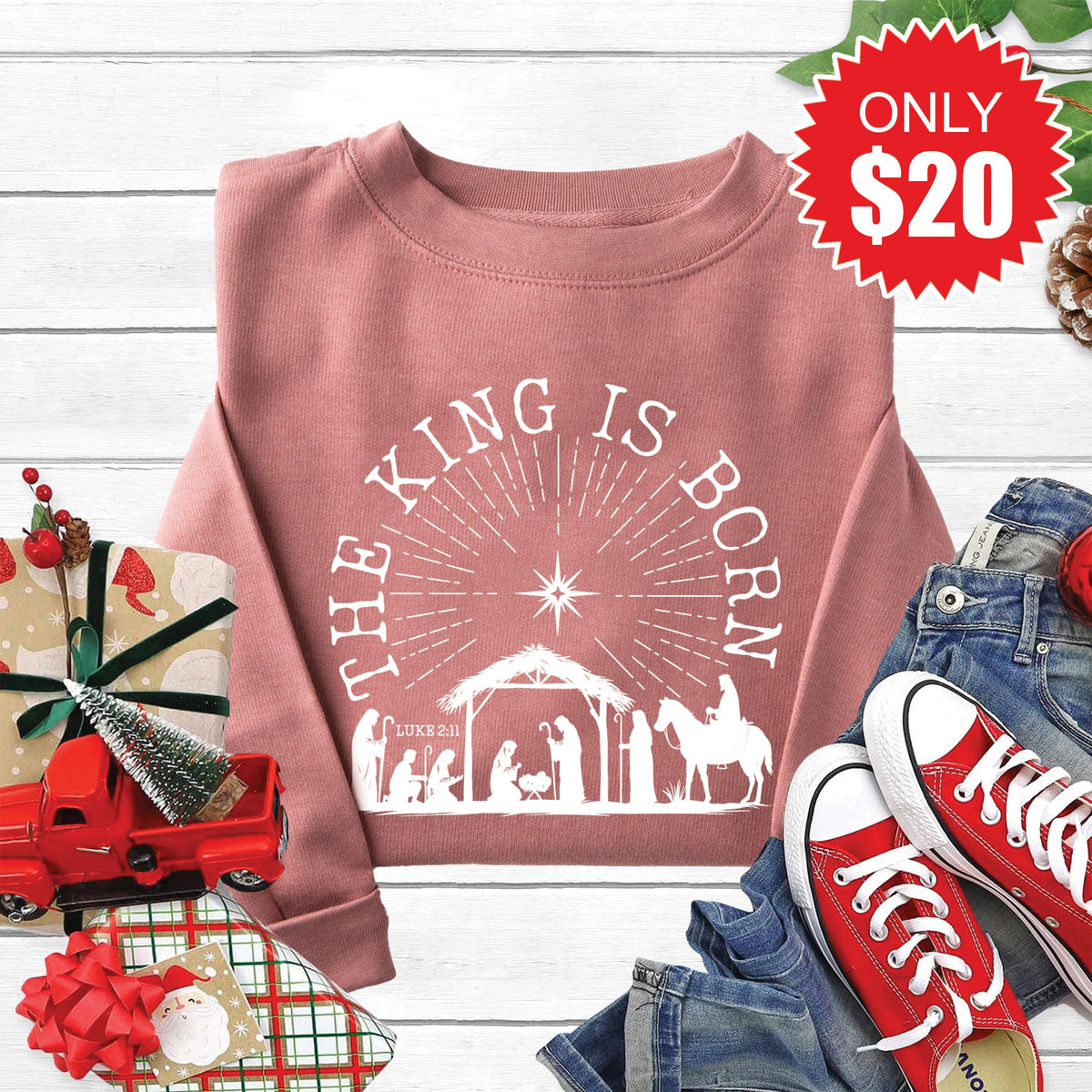 The King Is Born Sweatshirt - Heather Mauve - 20 product image 1