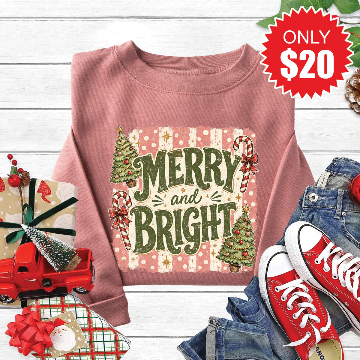 Merry and Bright Sweatshirt - Heather Mauve - 20 product image 1