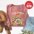 Cozy Season Raccoon Sweatshirt - Heather Mauve - 20 product image 1