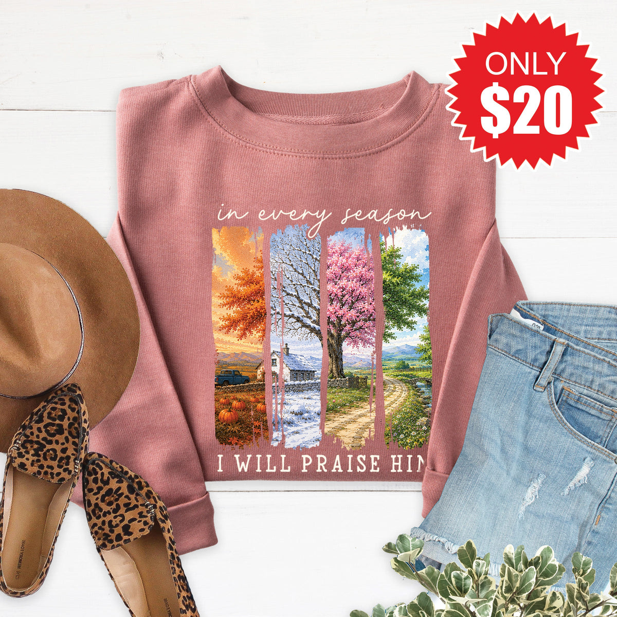 I Will Praise Him Sweatshirt - Heather Mauve - 20 product image 1
