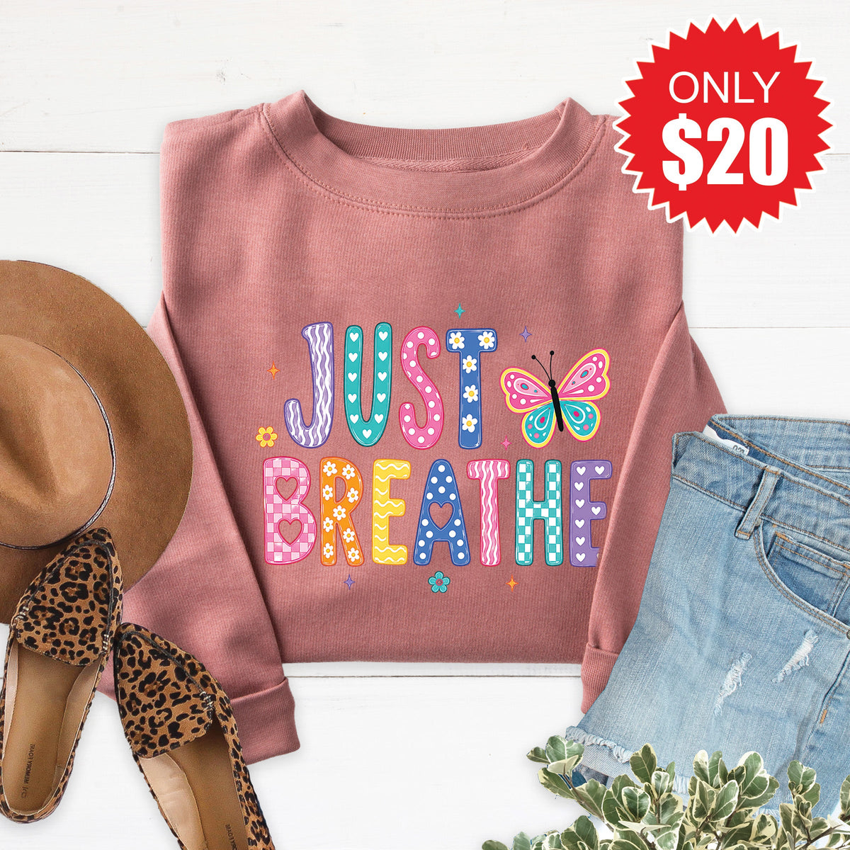 Just Breathe Sweatshirt - Heather Mauve - 20 product image 1