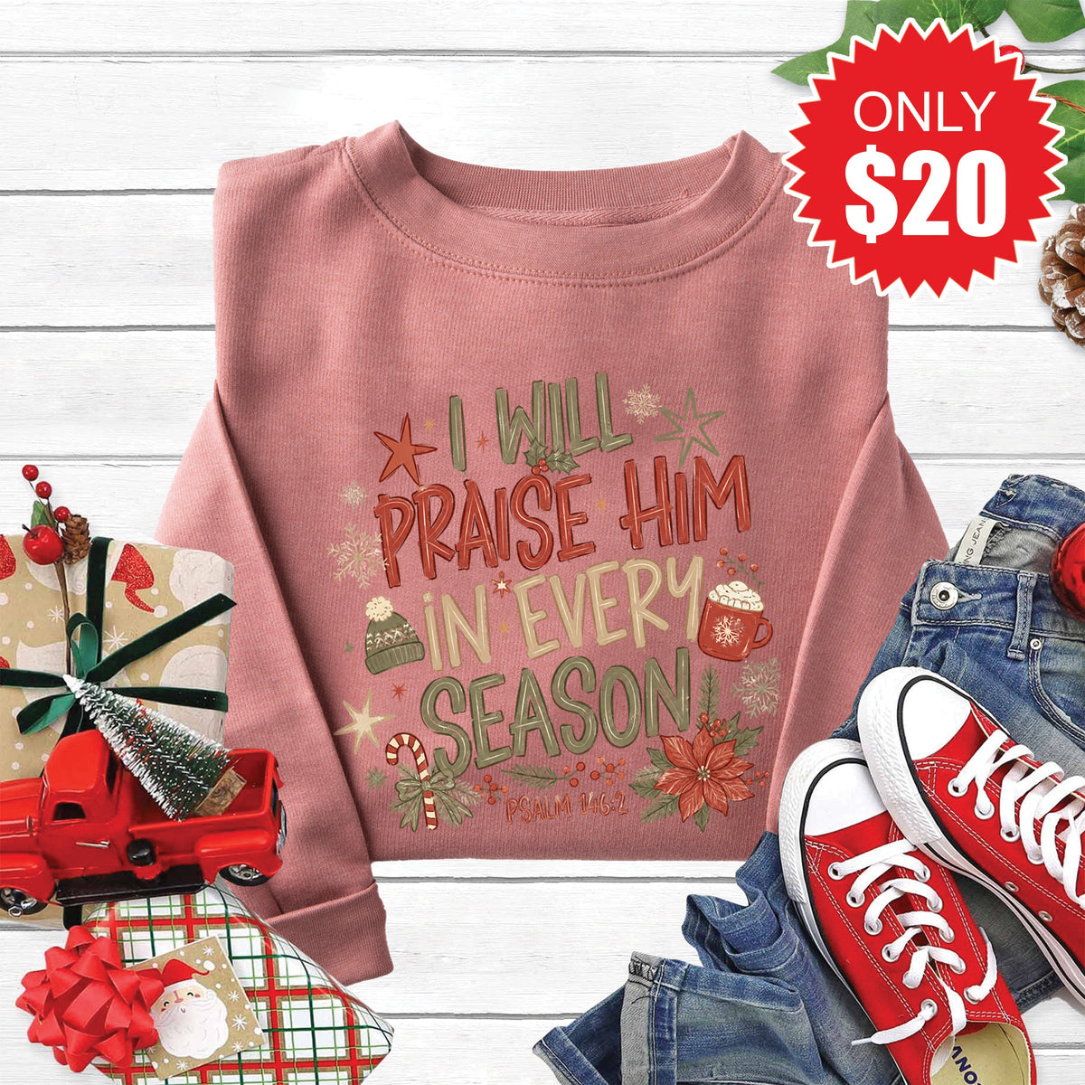 Praise Him Sweatshirt - Heather Mauve - 20 product image 1