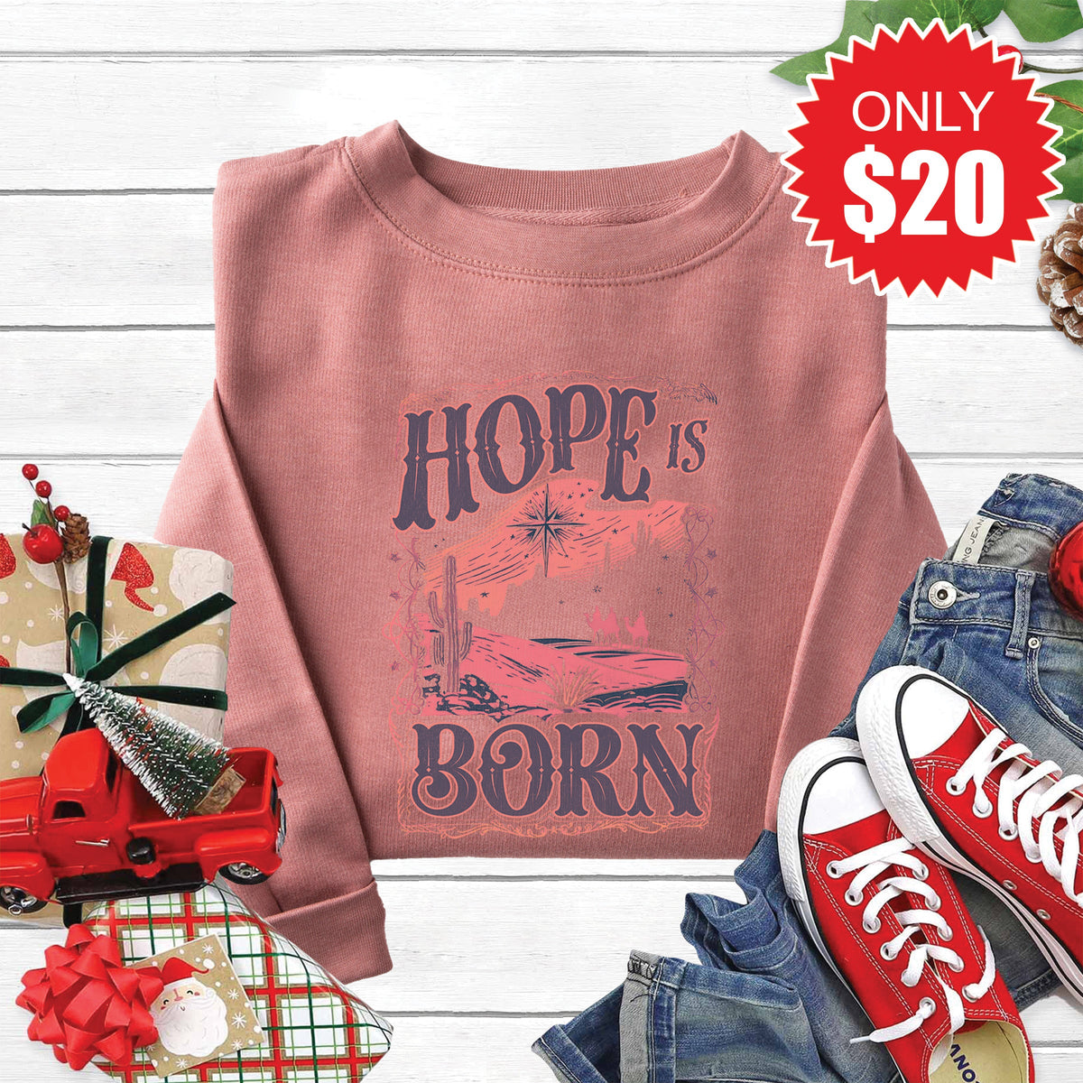 Hope Is Born Sweatshirt - Heather Mauve - 20 product image 1