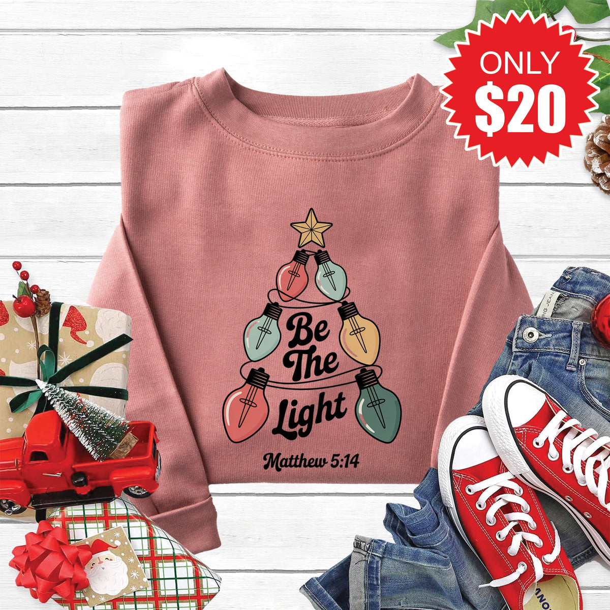Be The Light Sweatshirt - Heather Mauve - 20 product image 1