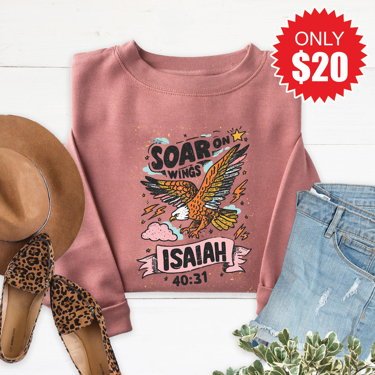 Soar On Wings Sweatshirt - Heather Mauve - 20 product image 1