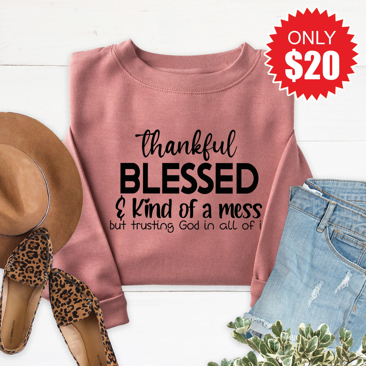 Trusting God Sweatshirt - Heather Mauve - 20 product image 1