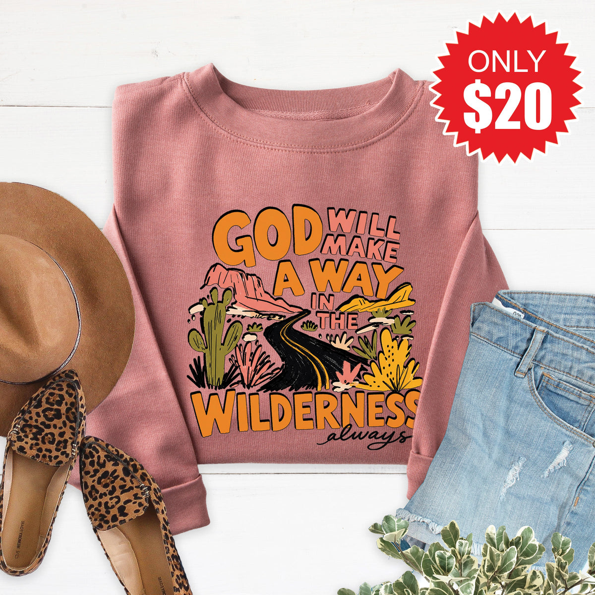 God Will Make a Way Sweatshirt - Heather Mauve - 20 product image 1