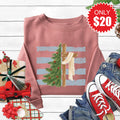 Cross and Christmas Tree Sweatshirt - Heather Mauve - 20 product image 1