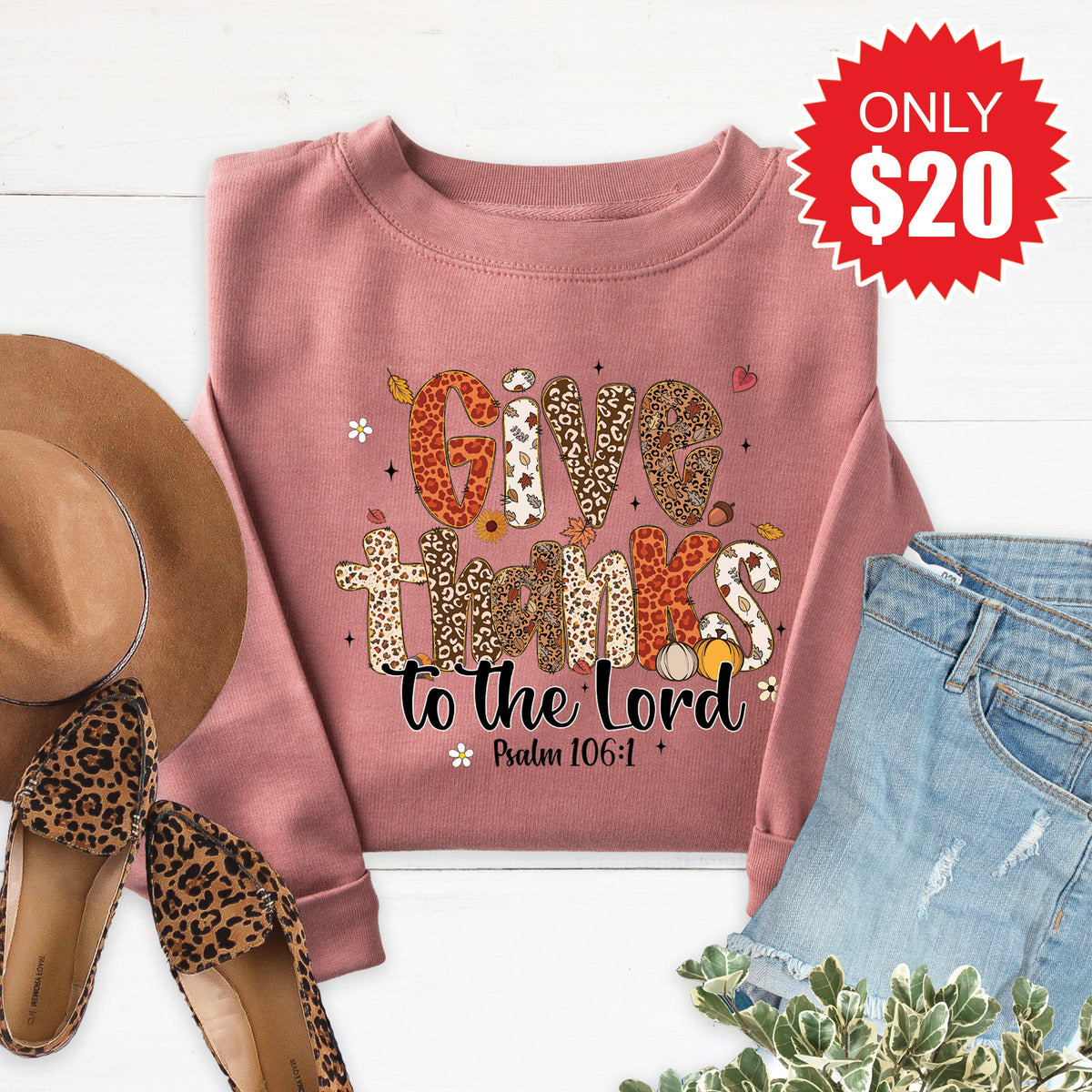 Give Thanks Sweatshirt - Heather Mauve - 20 product image 1