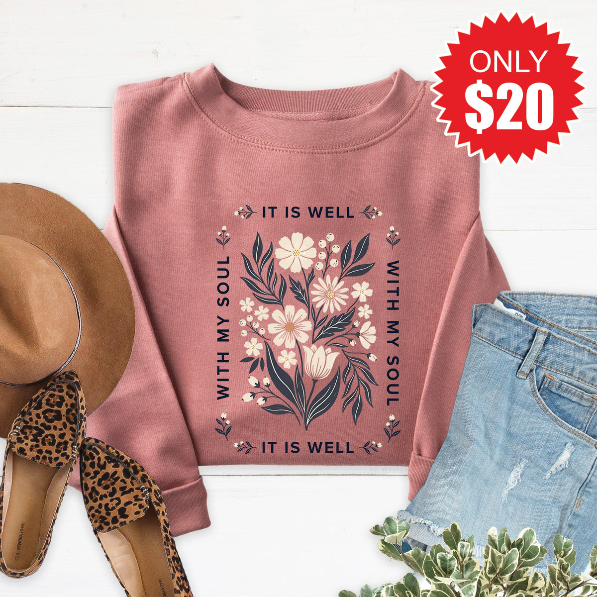 It Is Well Sweatshirt - Heather Mauve - 20 product image 1