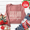 Jesus Is Born Sweatshirt - Heather Mauve - 20 product image 1