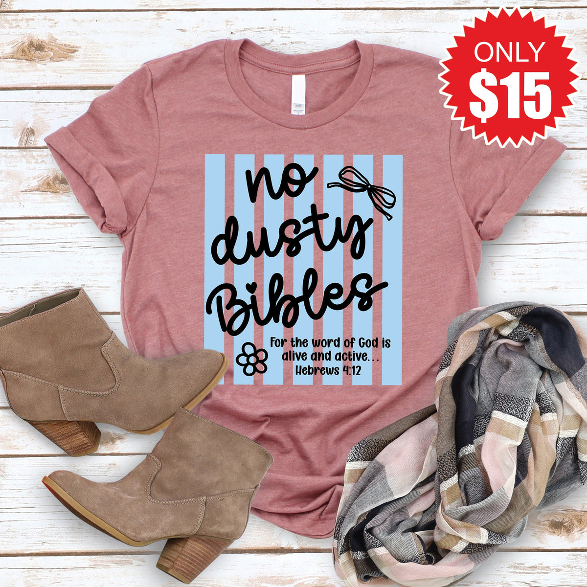 No Dusty Bibles Tee - Heather Mauve - 15 product image 1