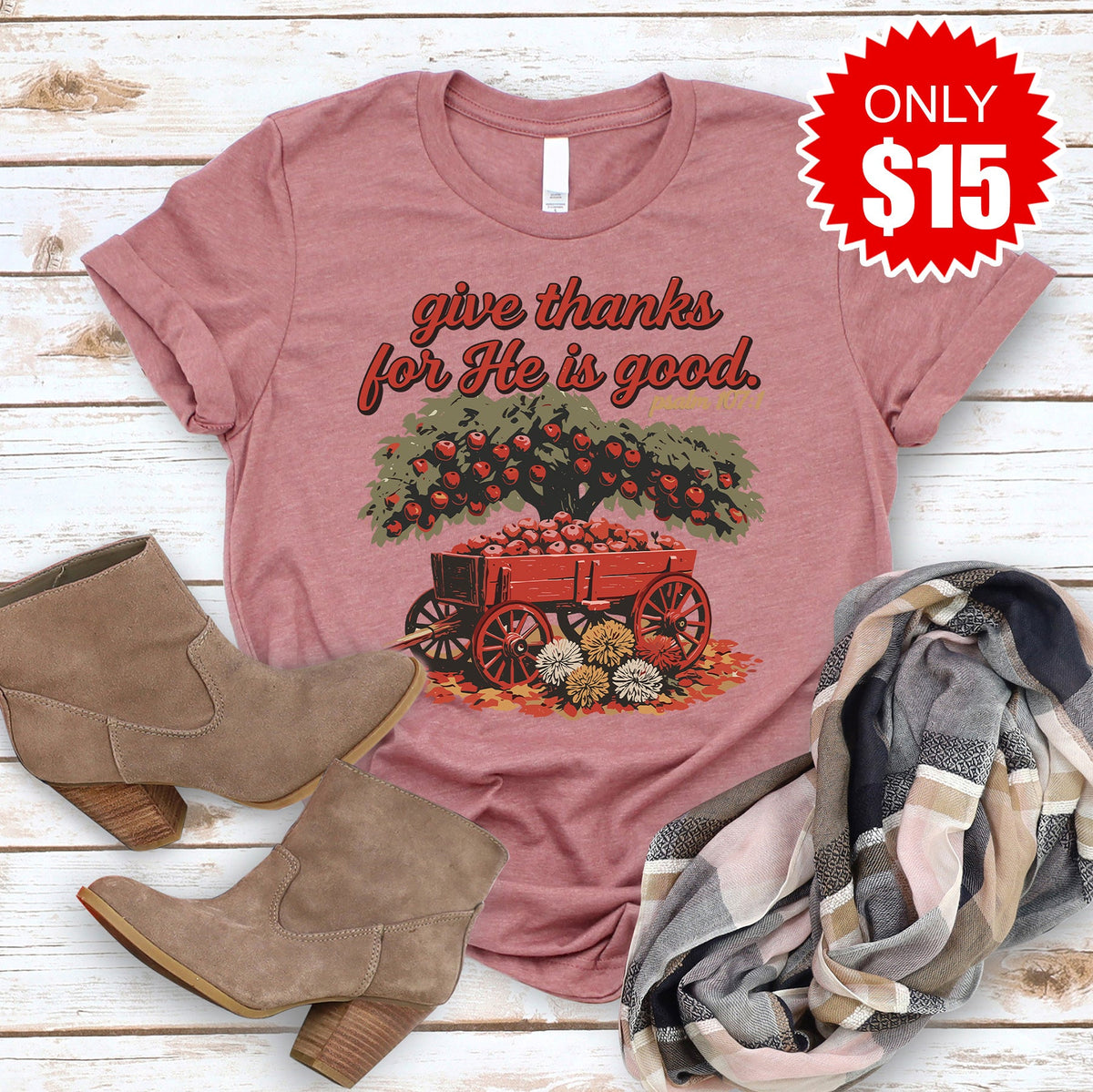 Give Thanks Tee - Heather Mauve - 15 product image 1