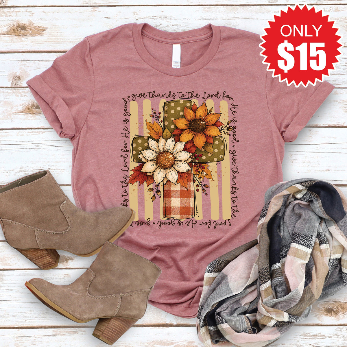 Give Thanks Tee - Heather Mauve - 15 product image 1