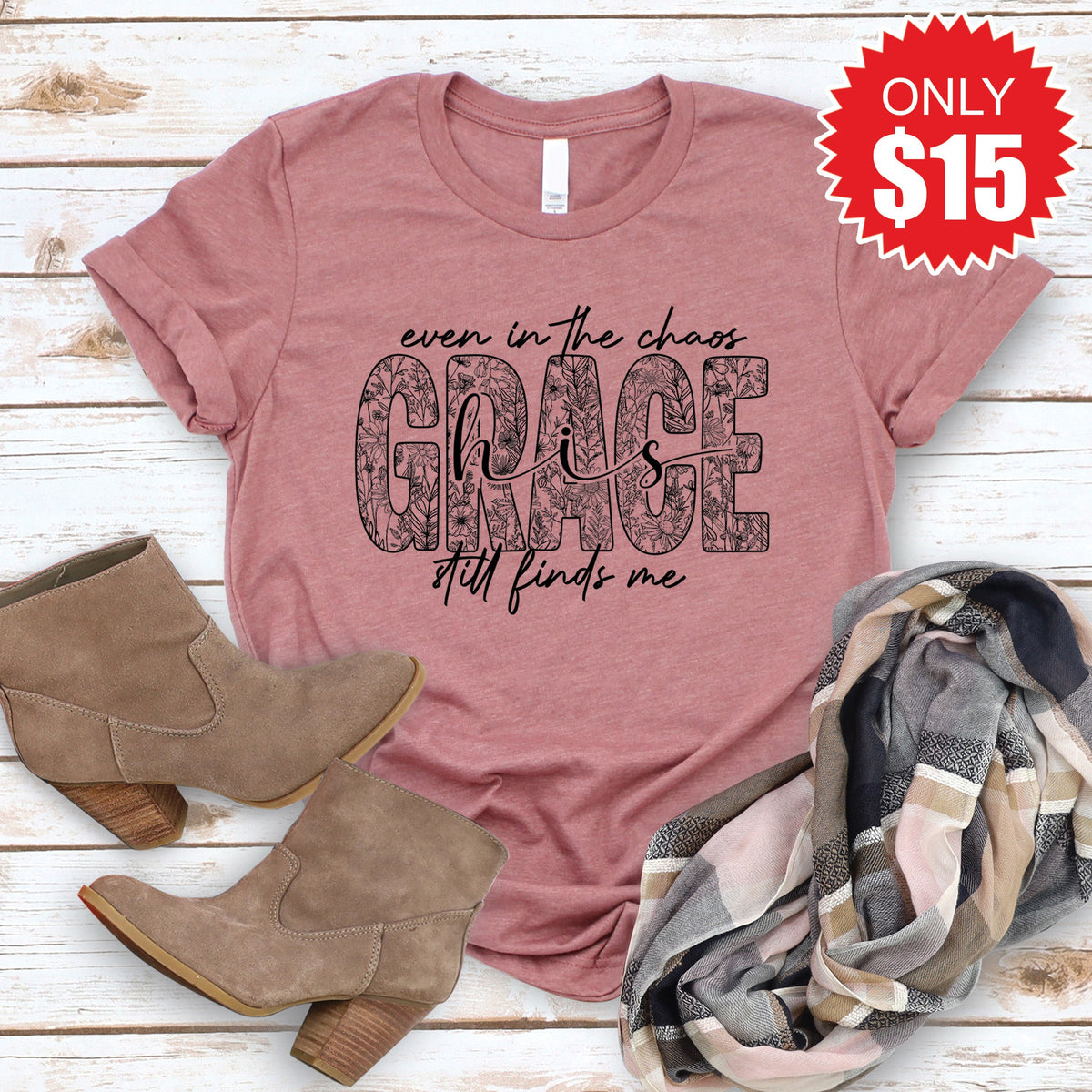 Grace Still Finds Me Tee - Heather Mauve - 15 product image 1