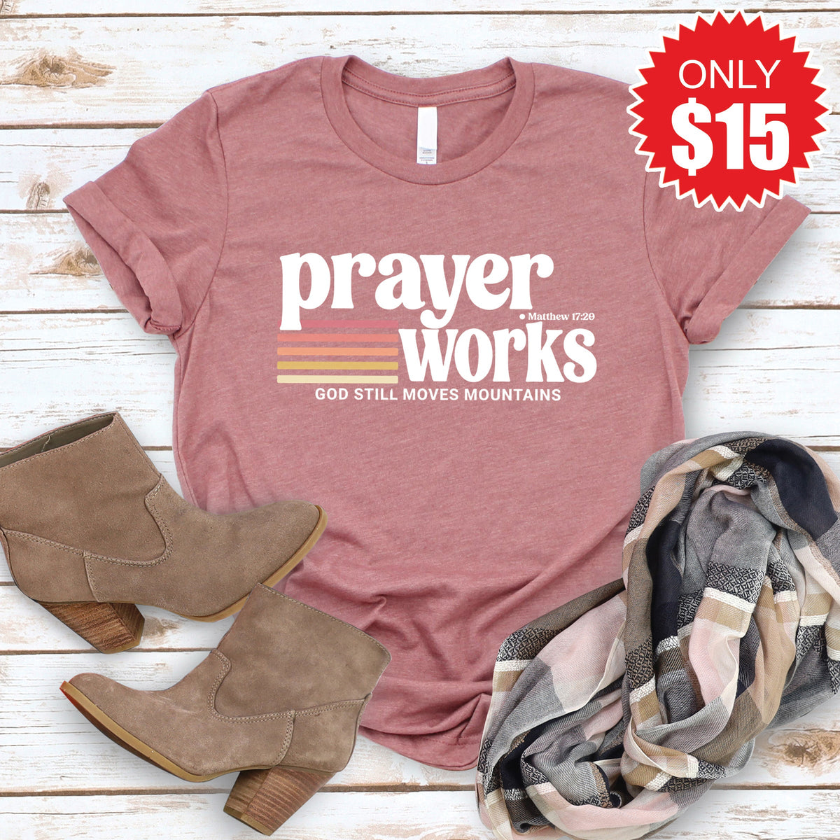 Prayer Works Tee - Heather Mauve - 15 product image 1