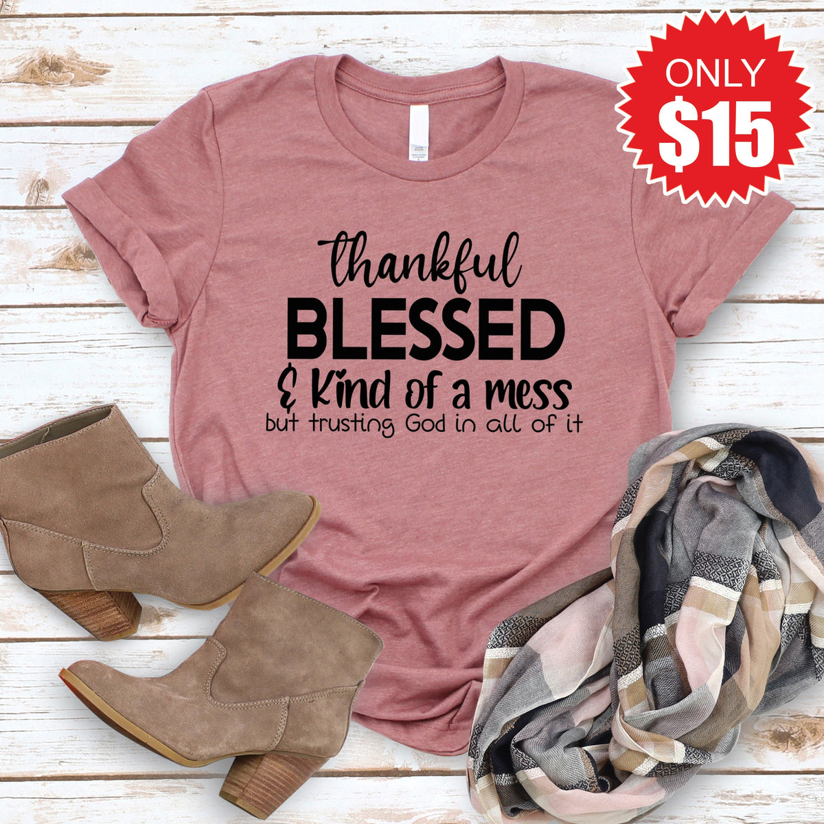 Trusting God Tee - Heather Mauve - 15 product image 1