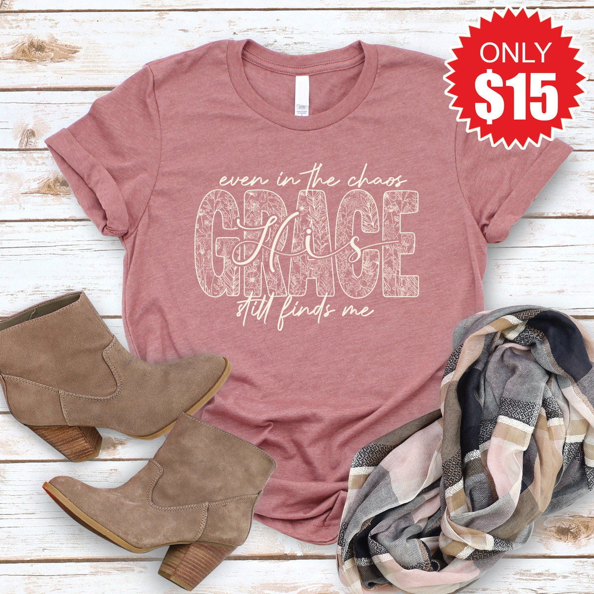 Grace Still Finds Me Tee - Heather Mauve - 15 product image 1