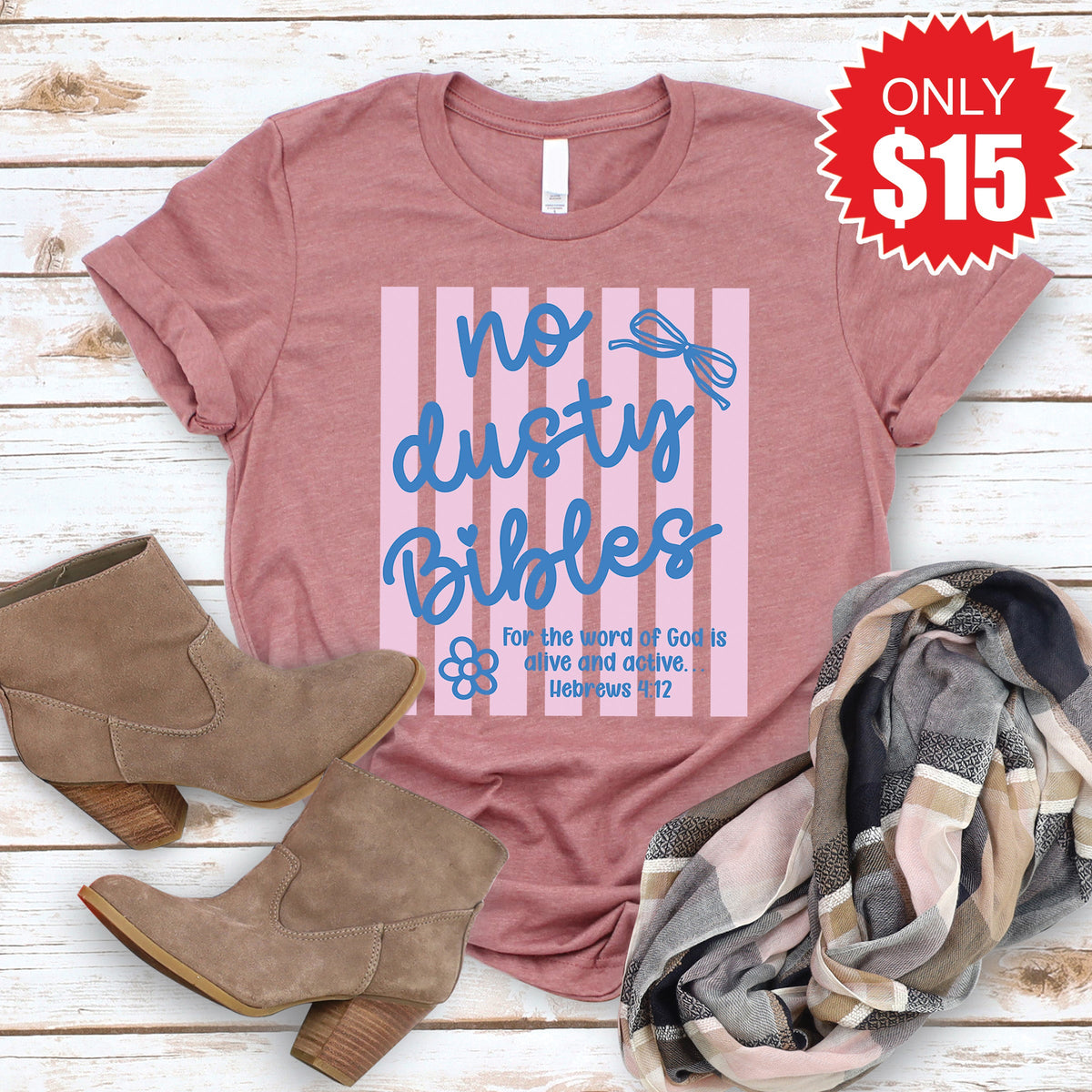 No Dusty Bibles Tee - Heather Mauve - 15 product image 1