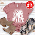 Jesus Saved My Life Tee - Heather Mauve - 15 product image 1