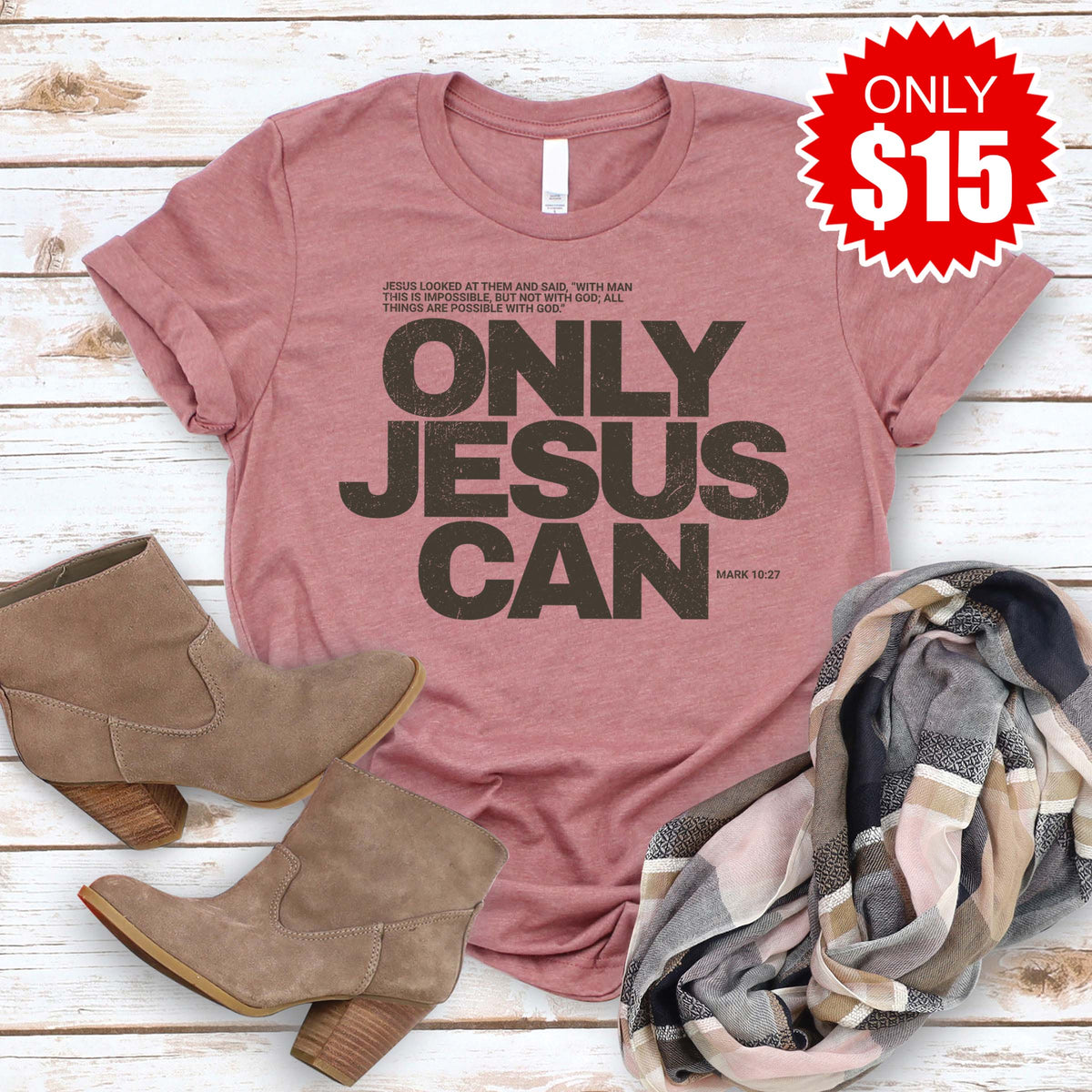 Only Jesus Can Tee - Heather Mauve - 15 product image 1