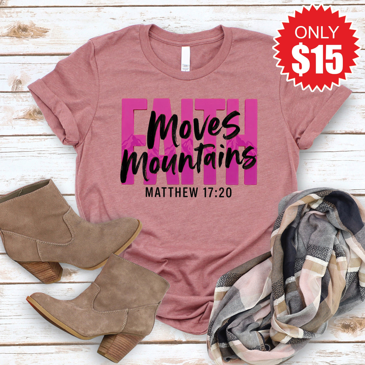 Faith Moves Mountains Tee - Heather Mauve - 15 product image 1
