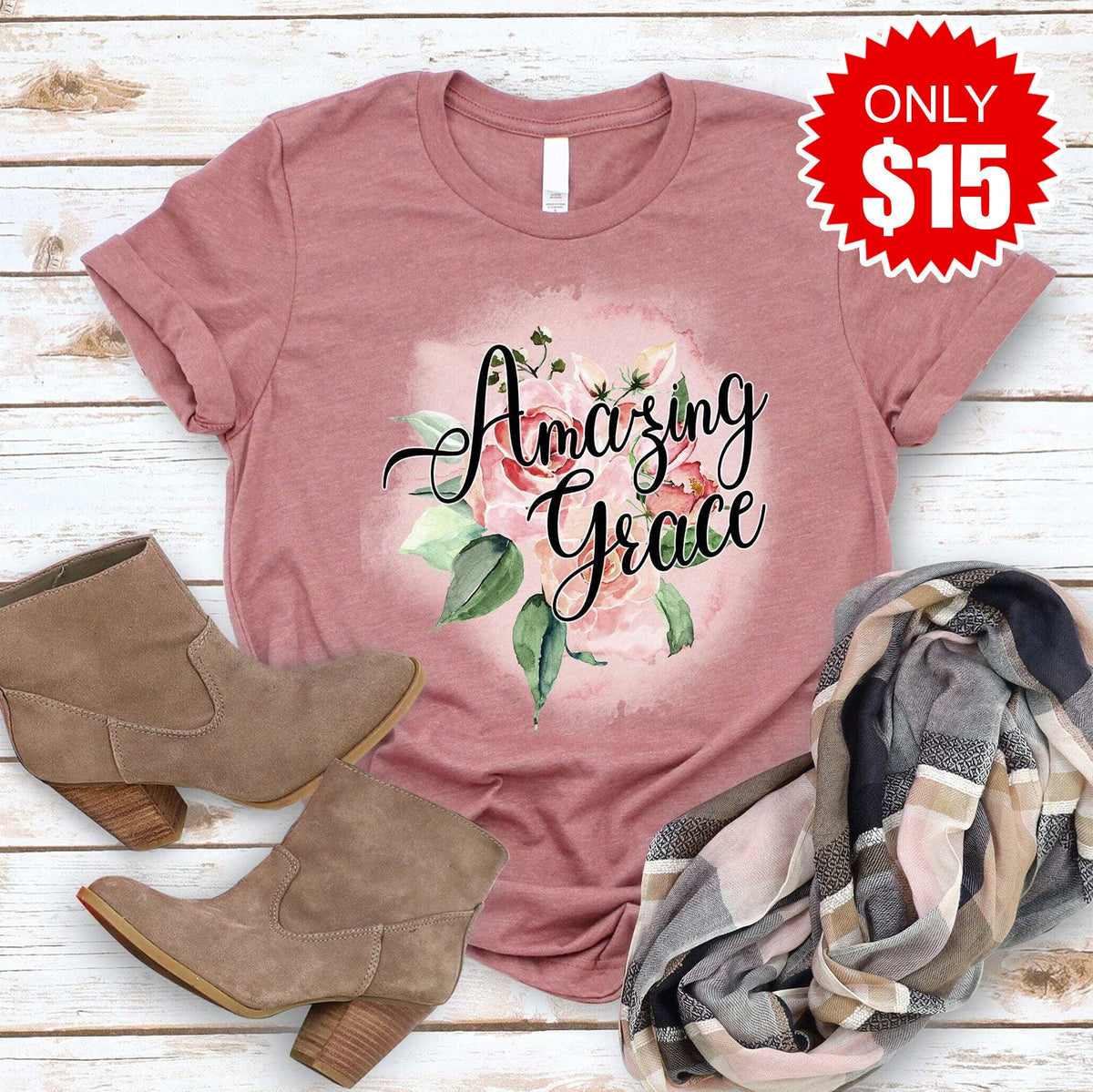 Amazing Grace Rose Tee - Heather Mauve - 15 product image 1